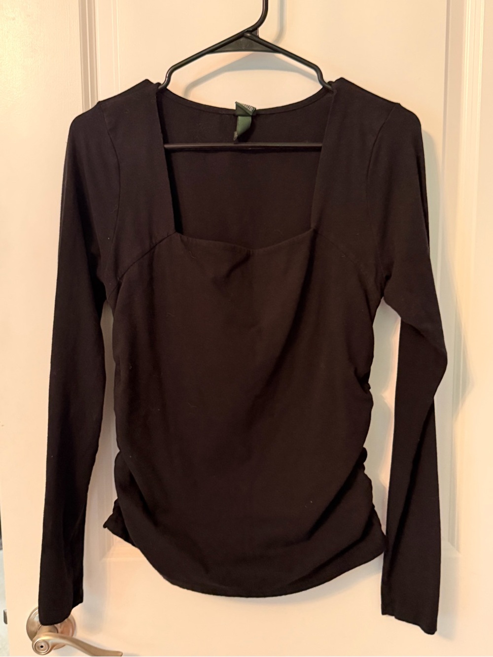 Wild Fable Black Long Sleeve Square Neck Top Size Medium